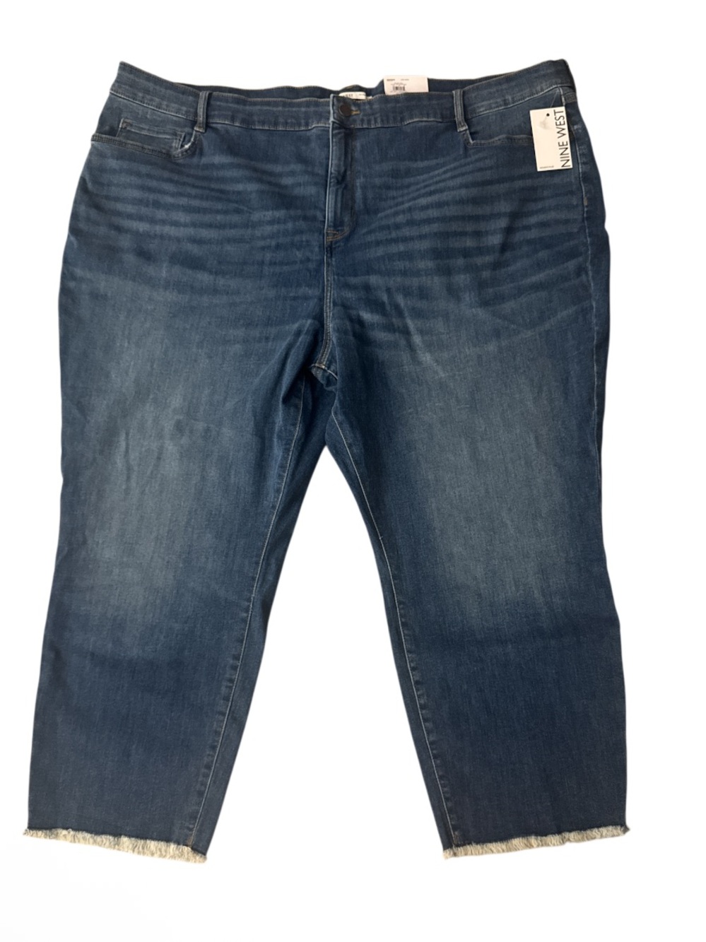 Nine West Plus Size Dark Blue Crop Jeans Frayed Ankle - Sjze 28WS